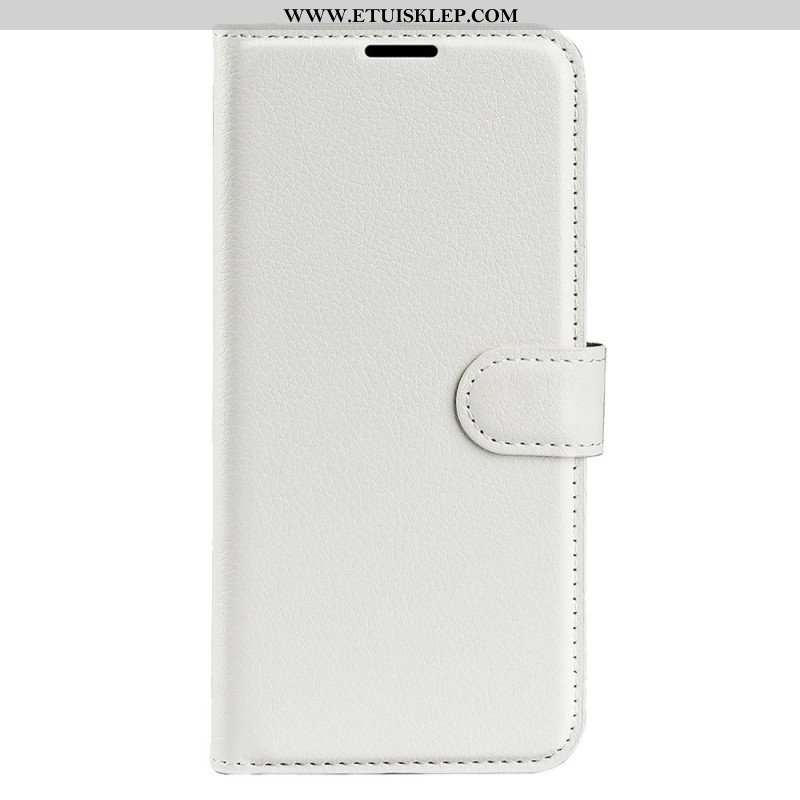 Etui Folio do iPhone 15 Plus Klasyczna Sztuczna Skóra Litchi